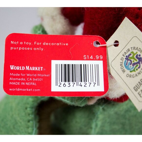 World Market Wool Felt Reindeer on Scooter Christmas Decor Fair Trade NWT - Picture 6 of 6